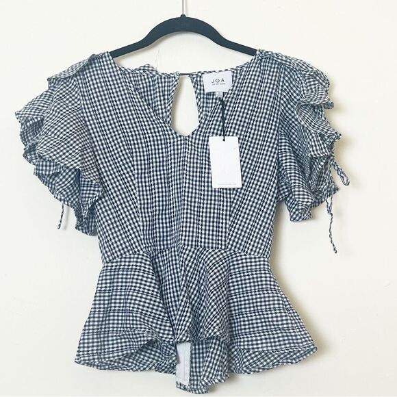 J.O.A. Black and White Gingham Blouse - Picture 1 of 11